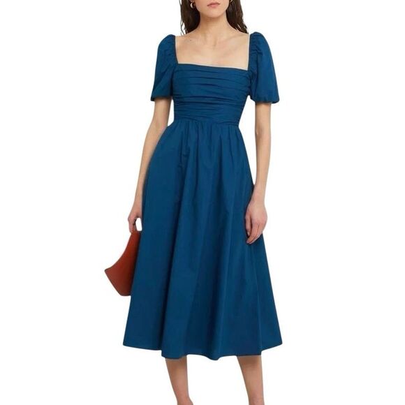 Moon River Dresses & Skirts - NWT O.P.T. River Smocked Midi Dress In Blue